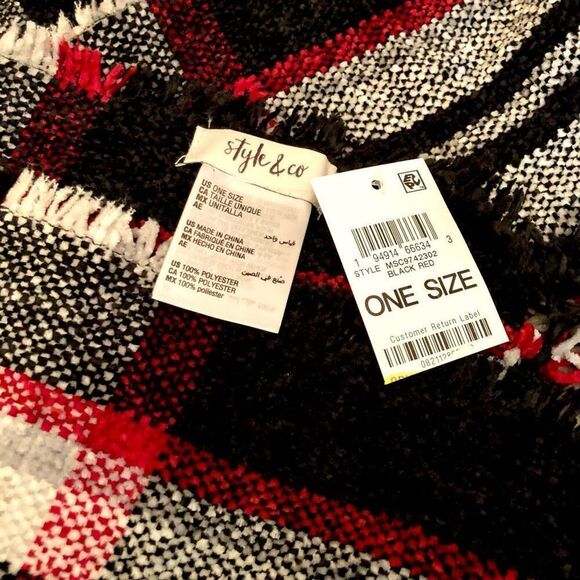 STYLE & CO. - NWT Macy's Soft Chenille Plaid Scarf w/Fringe - 64" x 13" - Picture 2 of 13